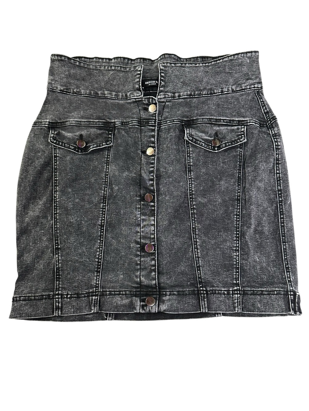 AMERICAN BAZI / Black Distressed Mini Jean Skirt / Size 2X / Grunge Emo Denim